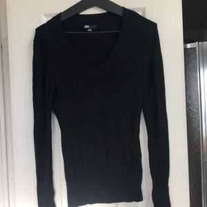 Black v neck tight fit sweater